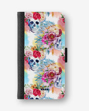 Samsung Galaxy A27 Wallet Case - Flowered Skulls - View 1