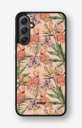 Samsung Galaxy A34 5G Hard Case – Flamingos & Flowers - View 1