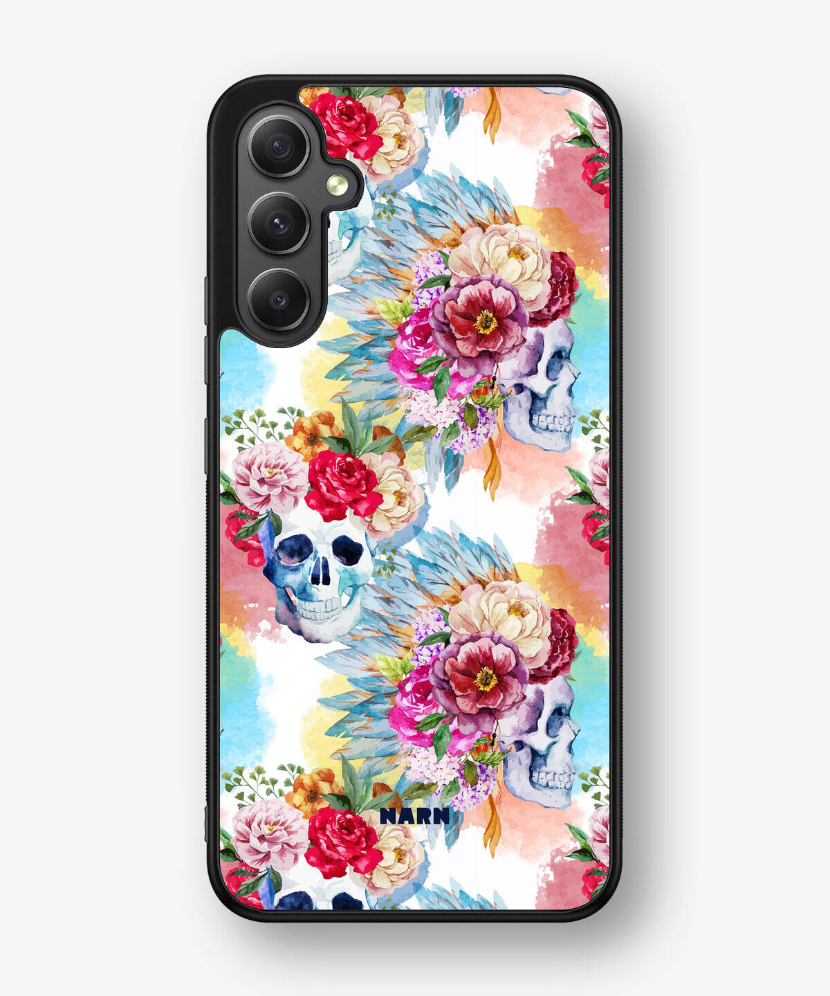 Samsung Galaxy A34 5G Hard Case – Flowered Skulls - View 1