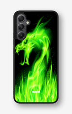 Samsung Galaxy A34 5G Hard Case – Green Flames Dragon - View 1