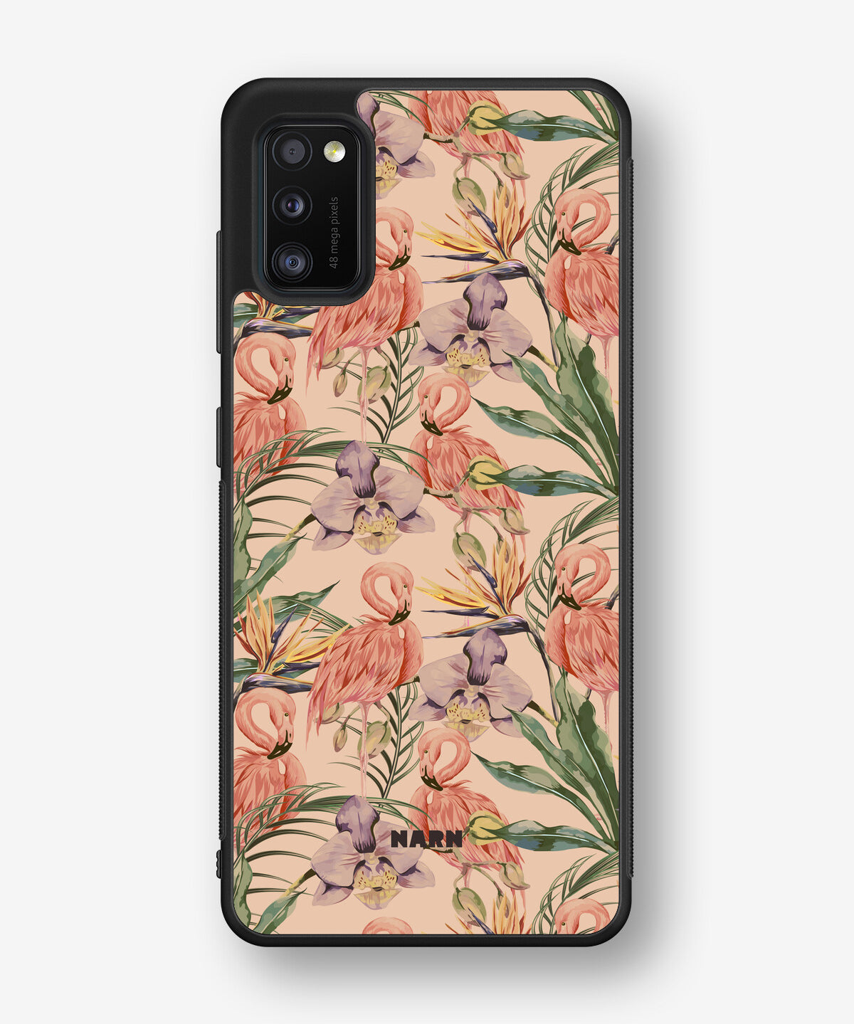 Samsung Galaxy A41 (2020) Hard Case – Flamingos & Flowers - View 1