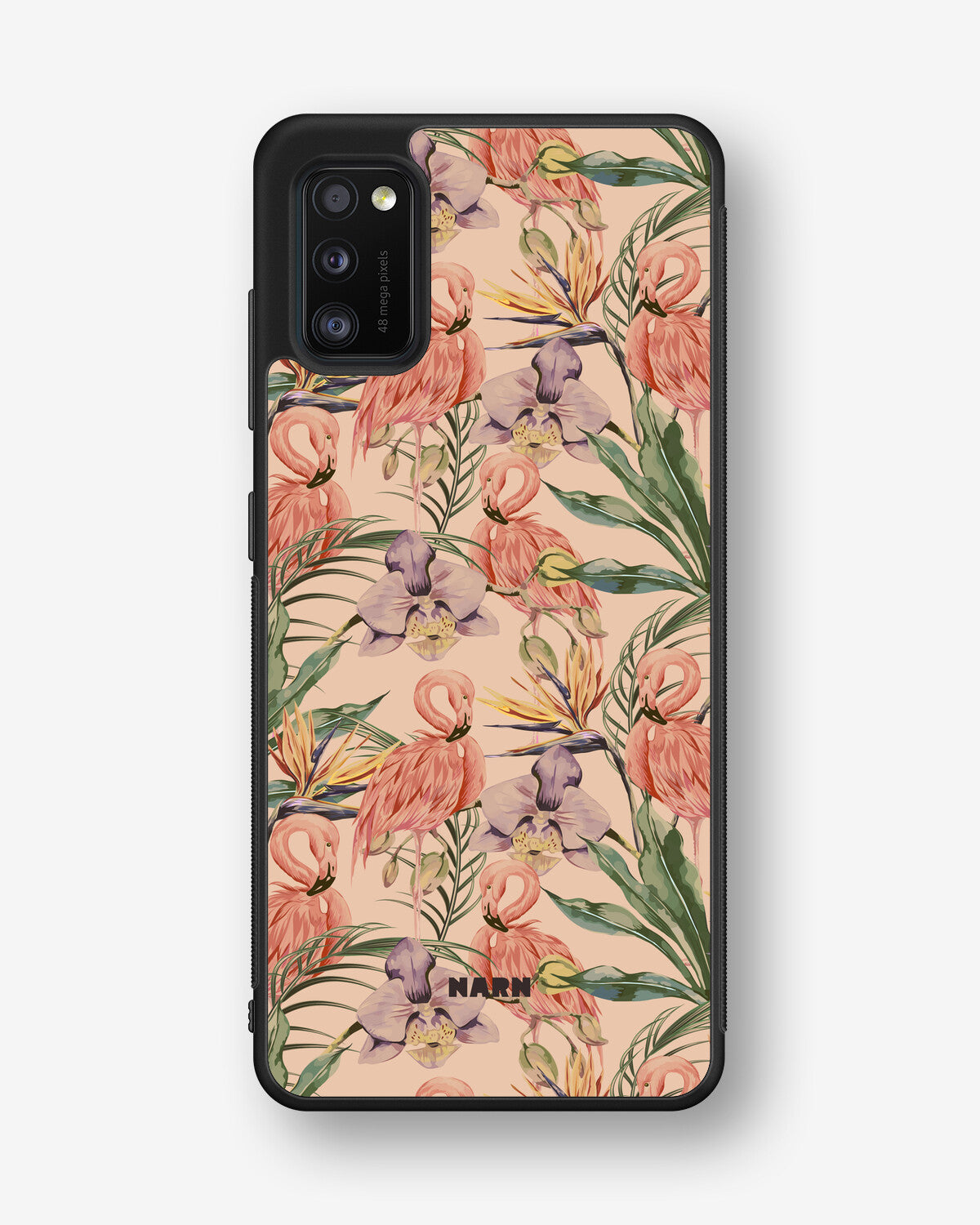 Samsung Galaxy A41 (2020) Hard Case – Flamingos & Flowers - View 1