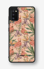 Samsung Galaxy A41 (2020) Hard Case – Flamingos & Flowers - View 1