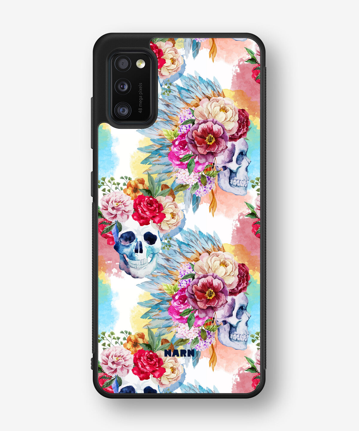 Samsung Galaxy A41 (2020) Hard Case – Flowered Skulls - View 1
