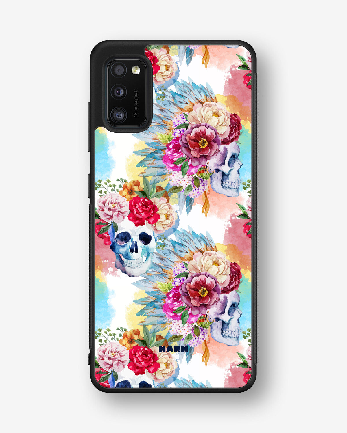 Samsung Galaxy A41 (2020) Hard Case – Flowered Skulls - View 1