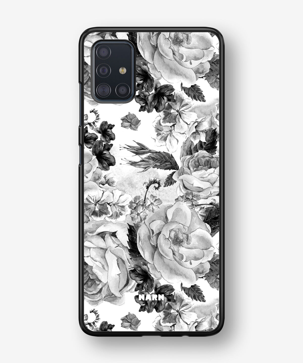Samsung Galaxy A51 Hard Case – Black & White Bloom - View 1