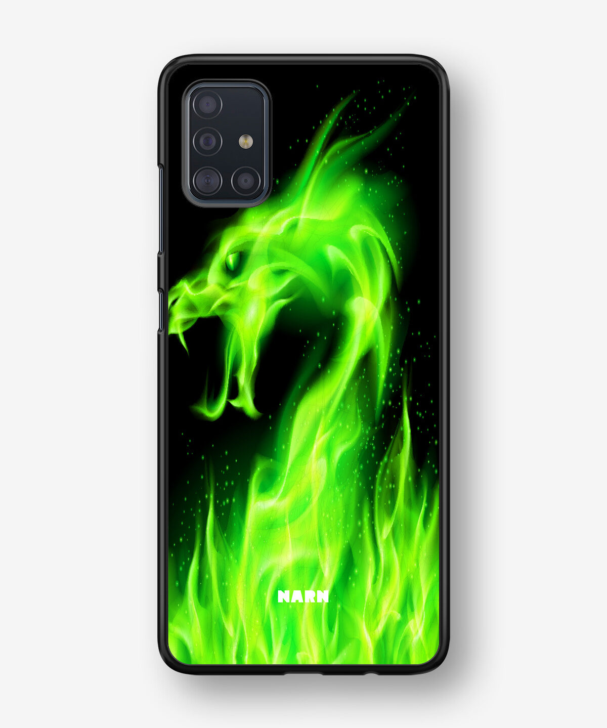 Samsung Galaxy A51 Hard Case – Green Flames Dragon - View 1