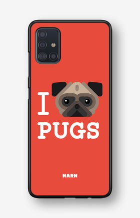 Samsung Galaxy A51 Hard Case – I Love Pugs - View 1