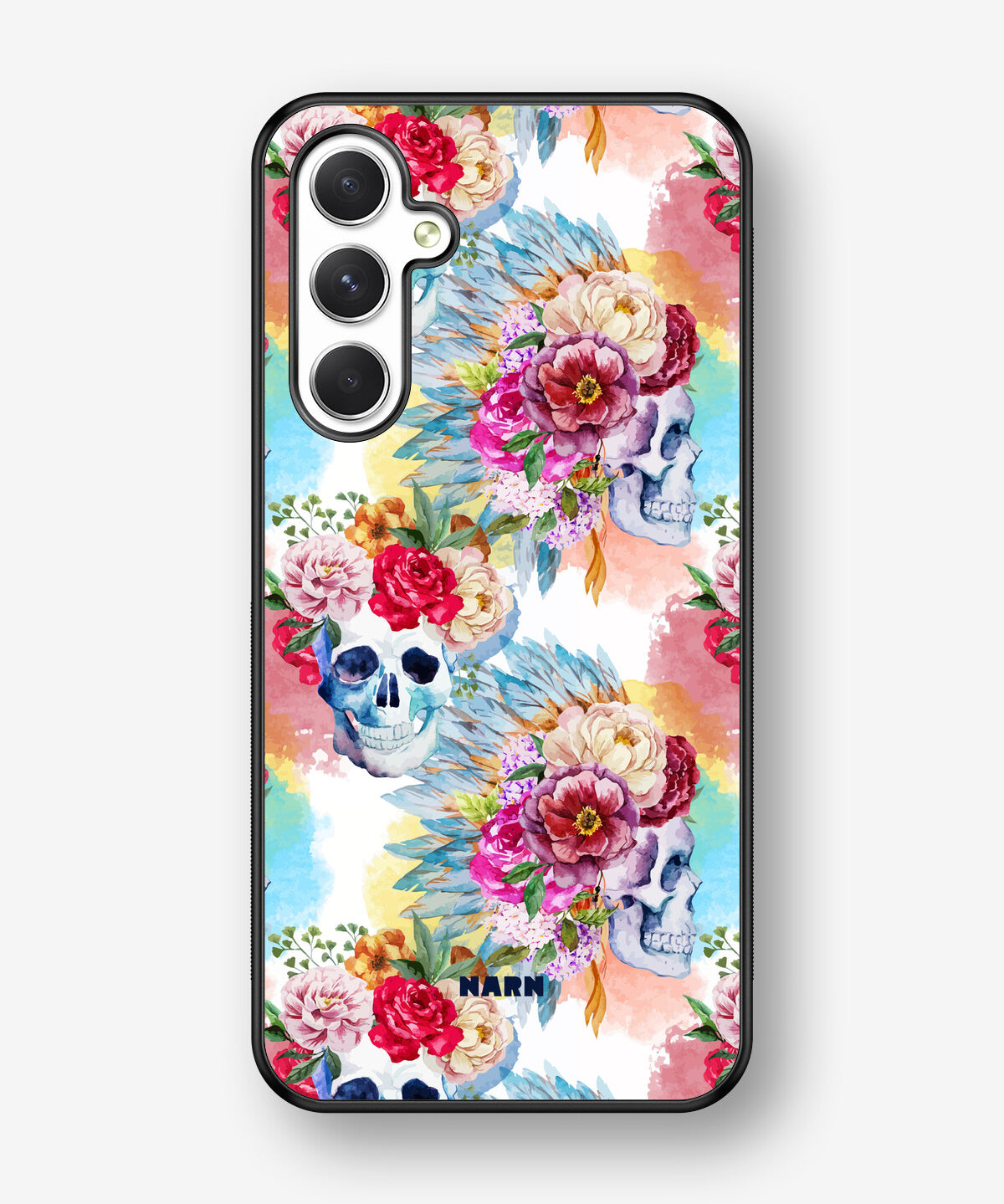 Samsung Galaxy A54 5G Hard Case – Flowered Skulls - View 1