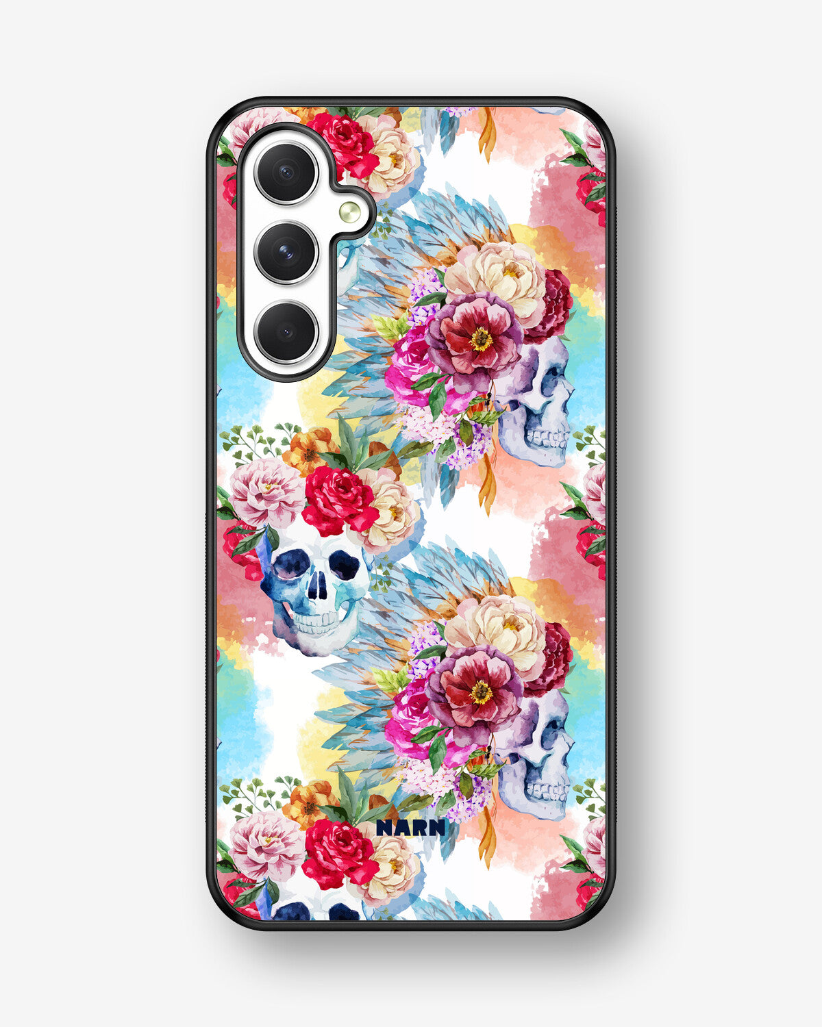 Samsung Galaxy A54 5G Hard Case – Flowered Skulls - View 1