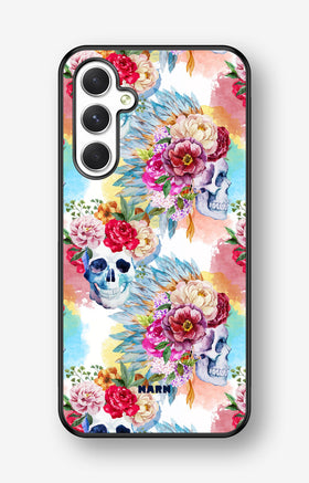 Samsung Galaxy A54 5G Hard Case – Flowered Skulls - View 1