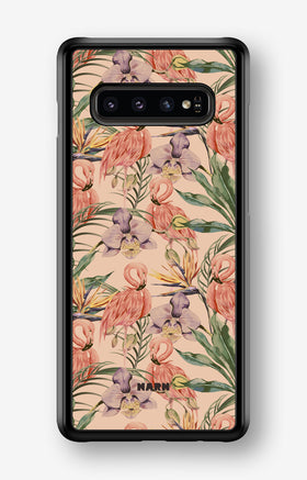 Samsung Galaxy S10 Plus Hard Case – Flamingos & Flowers - View 1