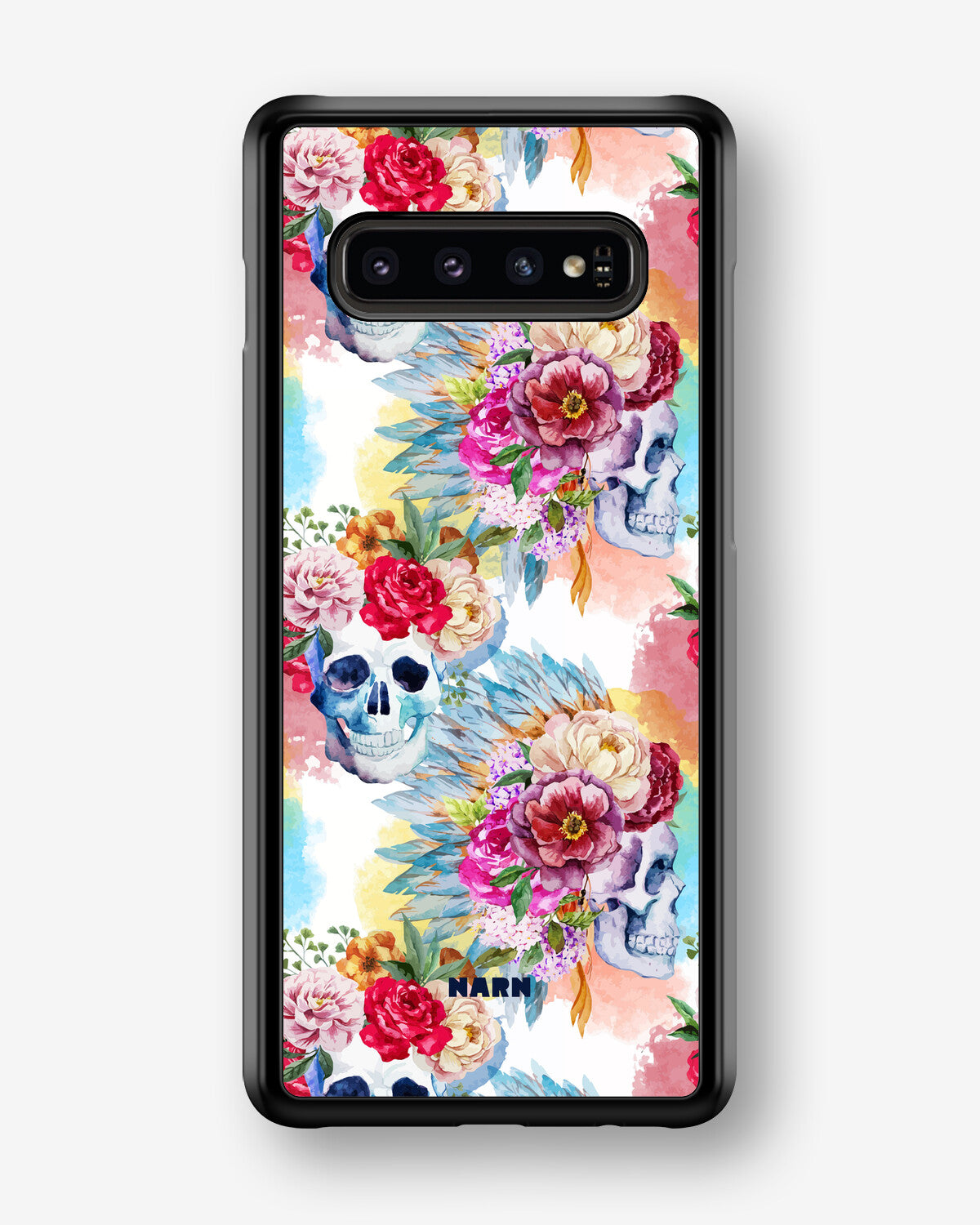 Samsung Galaxy S10 Plus Hard Case – Flowered Skulls - View 1