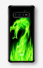 Samsung Galaxy S10 Plus Hard Case – Green Flames Dragon - View 1
