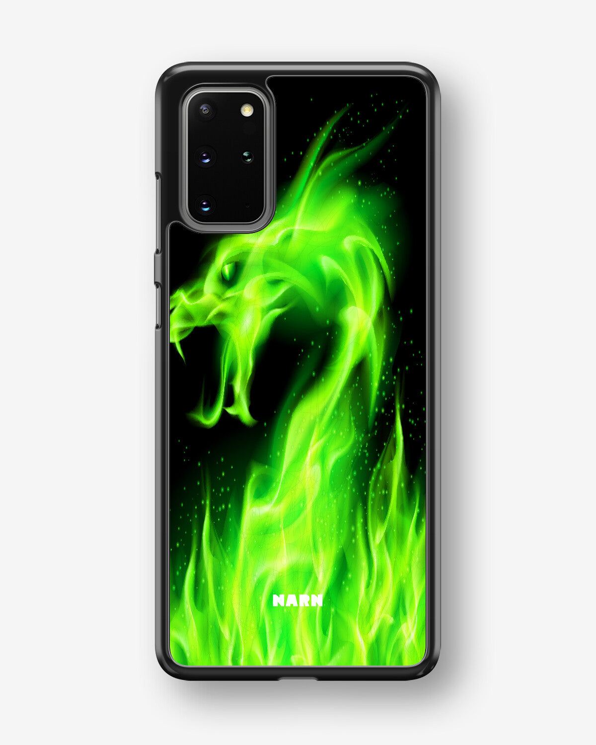 Samsung Galaxy S20 Plus Hard Case – Green Flames Dragon - View 1