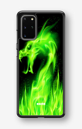 Samsung Galaxy S20 Plus Hard Case – Green Flames Dragon - View 1