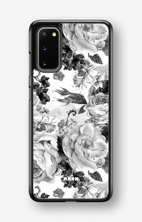 Samsung Galaxy S20 Hard Case – Black & White Bloom - View 1