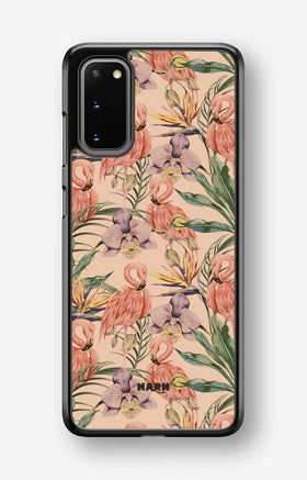 Samsung Galaxy S20 Hard Case – Flamingos & Flowers - View 1
