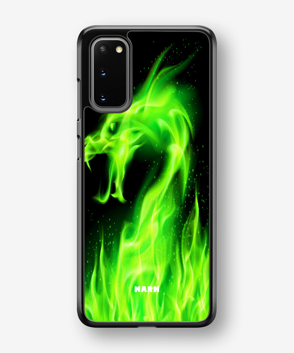 Samsung Galaxy S20 Hard Case – Green Flames Dragon - View 1