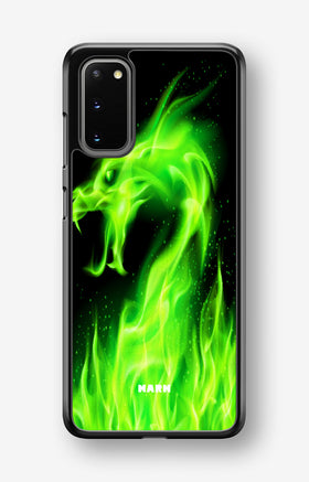 Samsung Galaxy S20 Hard Case – Green Flames Dragon - View 1