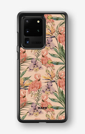 Samsung Galaxy S20 Ultra Hard Case – Flamingos & Flowers - View 1