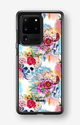 Samsung Galaxy S20 Ultra Hard Case – Flowered Skulls - View 1