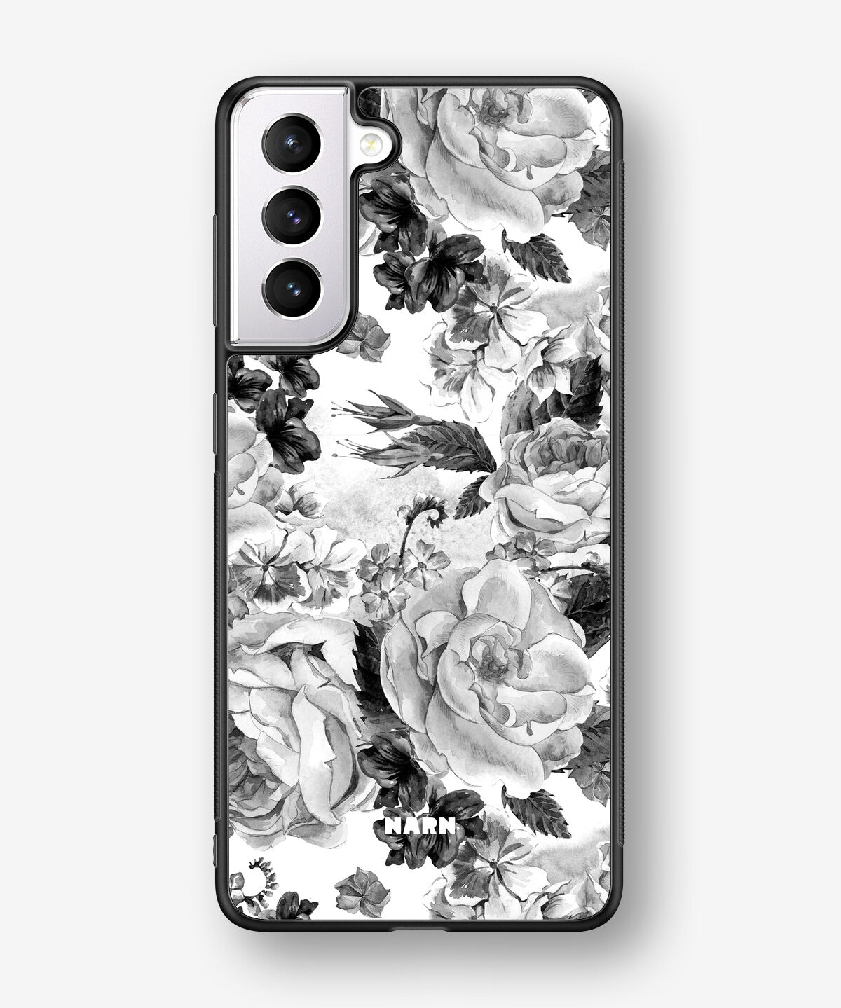 Samsung Galaxy S21 FE Hard Case – Black & White Bloom - View 1