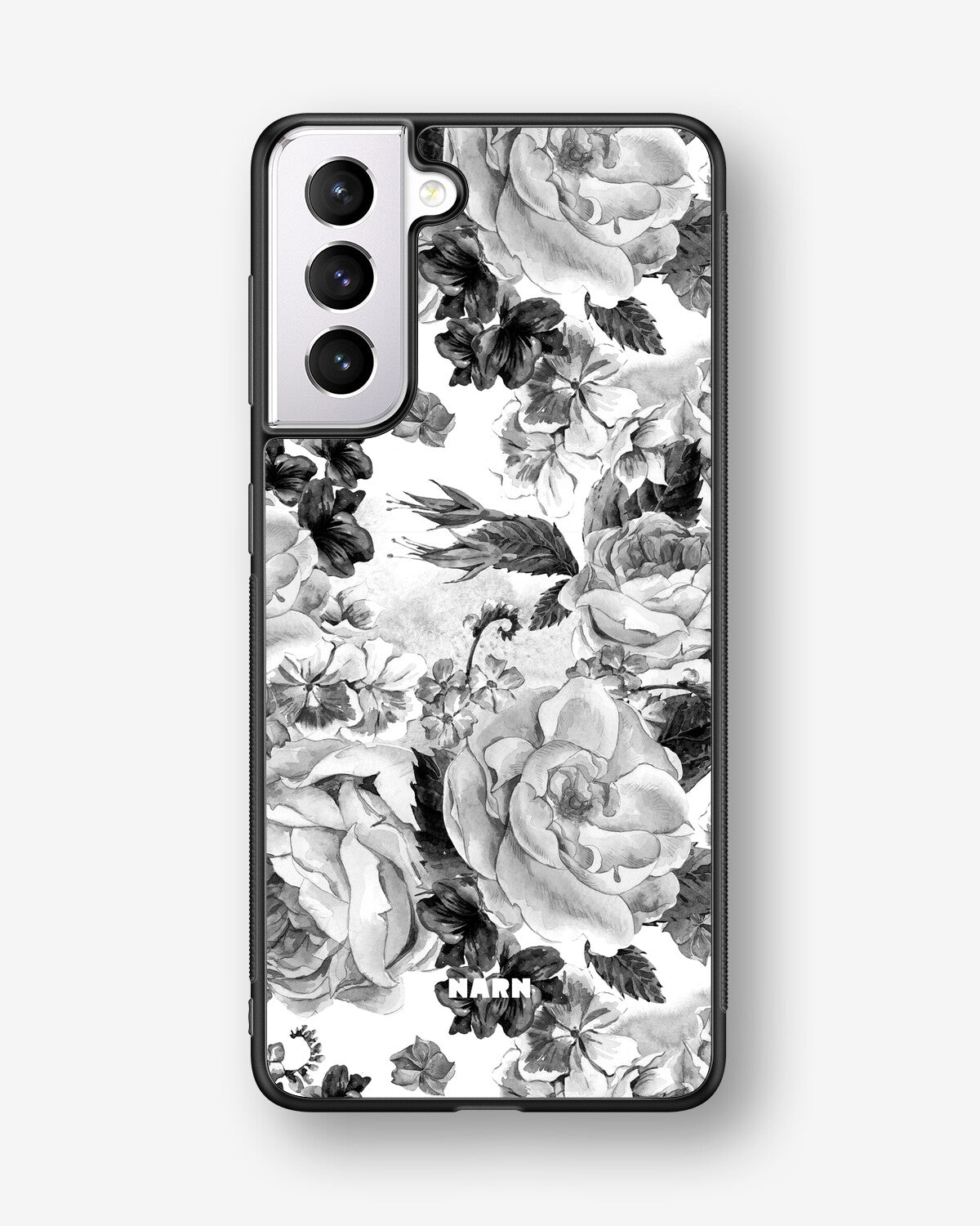 Samsung Galaxy S21 FE Hard Case – Black & White Bloom - View 1