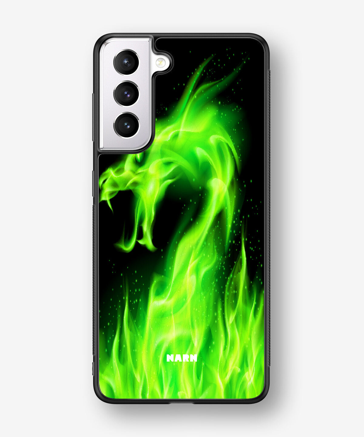 Samsung Galaxy S21 FE Hard Case – Green Flames Dragon - View 1