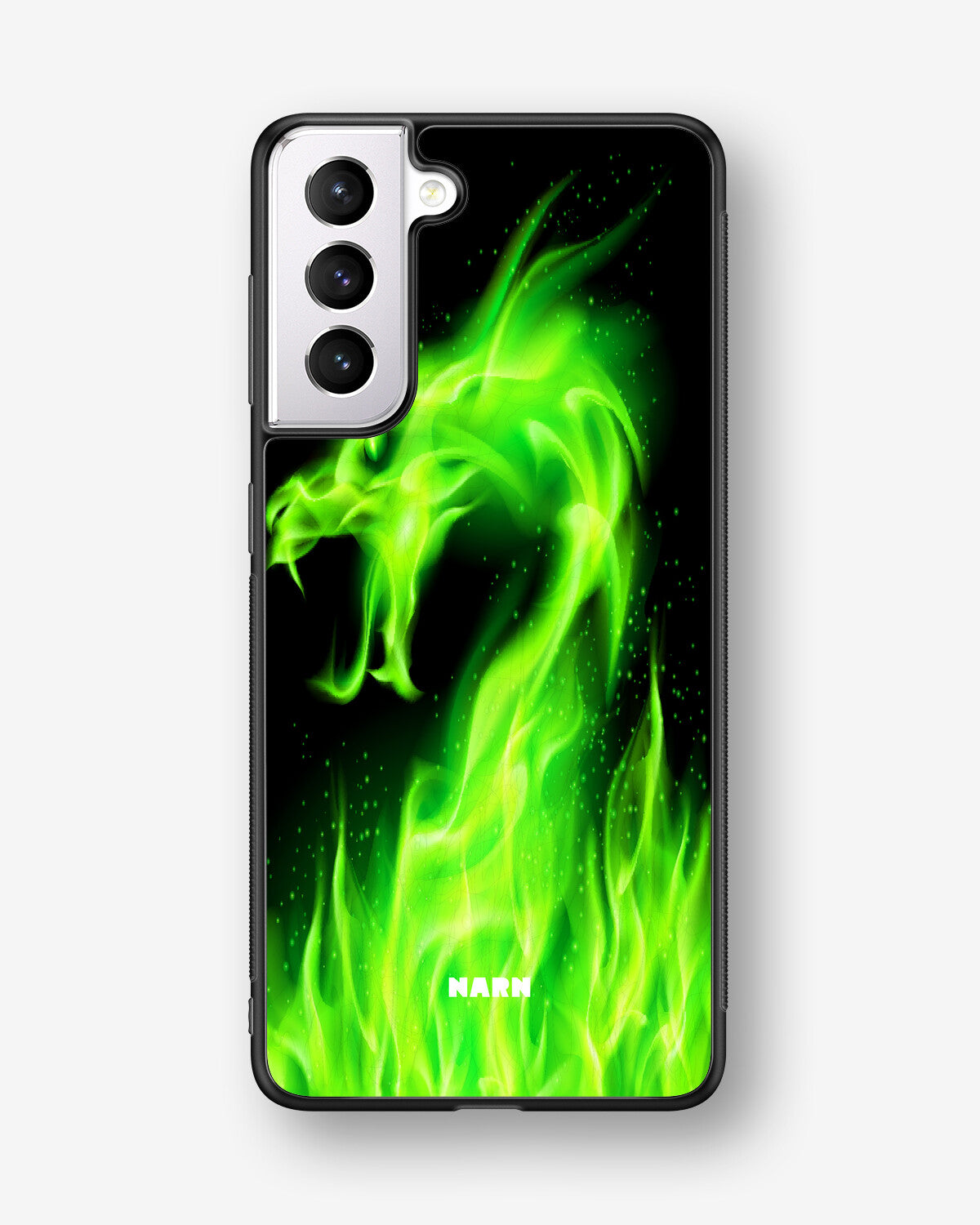Samsung Galaxy S21 FE Hard Case – Green Flames Dragon - View 1