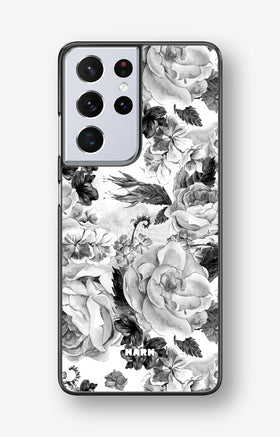 Samsung Galaxy S21 Ultra Hard Case – Black & White Bloom - View 1