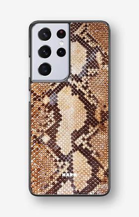 Samsung Galaxy S21 Ultra Hard Case – Brown Snakeskin - View 1