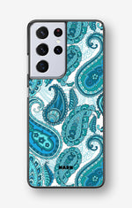 Samsung Galaxy S21 Ultra Hard Case – Turquoise Paisley - View 1