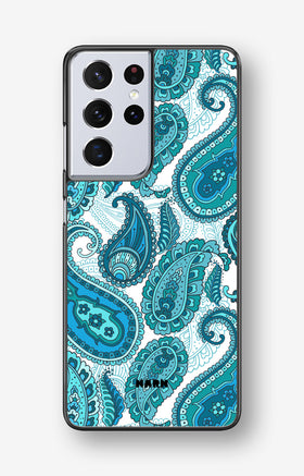 Samsung Galaxy S21 Ultra Hard Case – Turquoise Paisley - View 1