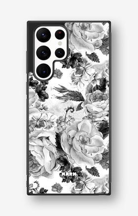Samsung Galaxy S22 Ultra Hard Case – Black & White Bloom - View 1
