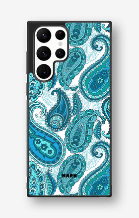 Samsung Galaxy S22 Ultra Hard Case – Turquoise Paisley - View 1