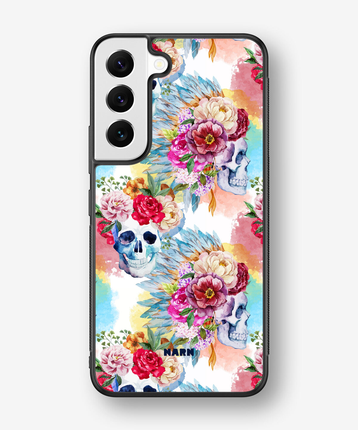 Samsung Galaxy S23 Plus Hard Case – Flowered Skulls - View 1