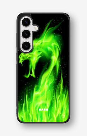 Samsung Galaxy S24 Plus Hard Case – Green Flames Dragon - View 1