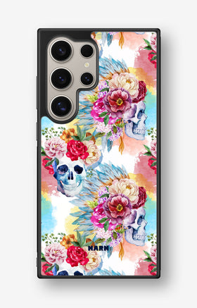 Samsung Galaxy S24 Ultra Hard Case – Flowered Skulls - View 1