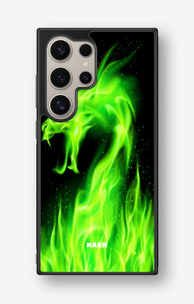 Samsung Galaxy S24 Ultra Hard Case – Green Flames Dragon - View 1
