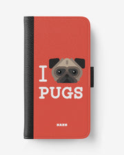 Sony Xperia XZ2 Compact Wallet Case - I Love Pugs - View 1